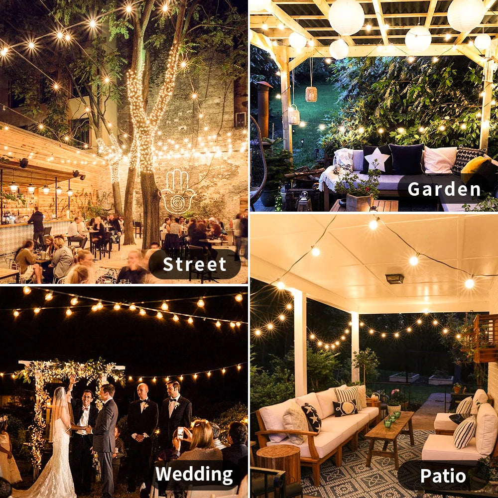 30M G40 LED Globe String Lights – Warm White Patio & Outdoor Decoration