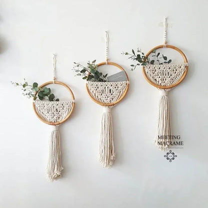 Nordic Boho Macrame Wall Hanging – Round Geometric Tapestry for Home and Dorm Decor