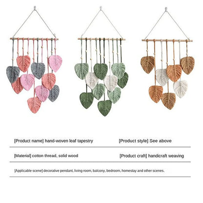 Leaf Macrame Wall Hanging – Boho Aesthetic Tapestry for Home and Wedding Decoration