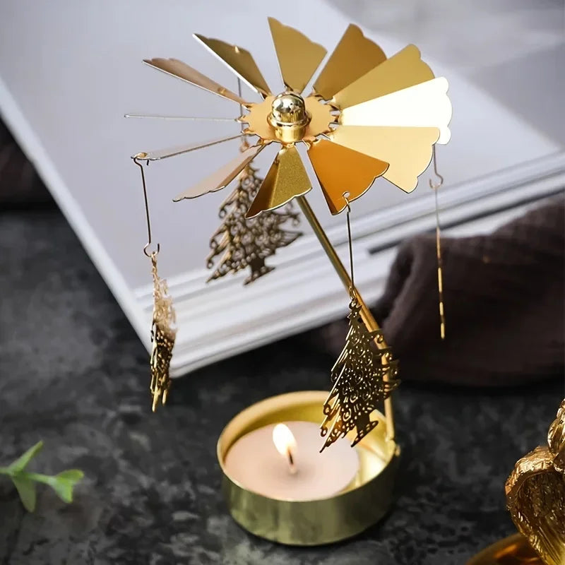 Gold Rotating Metal Candle Holder – Elegant Party & Wedding Decor