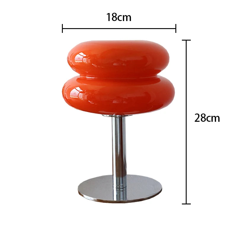 Macaron Glass Table Lamp – Trichromatic Dimming Night Light for Bedroom and Living Room Decor