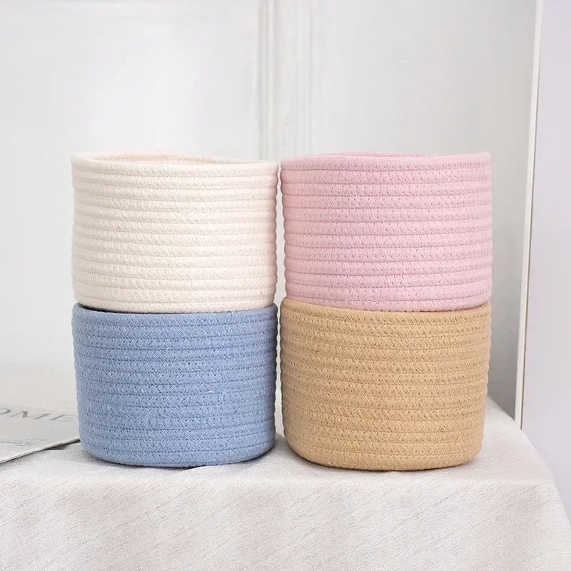 Handmade Woven Cotton Rope Storage Basket