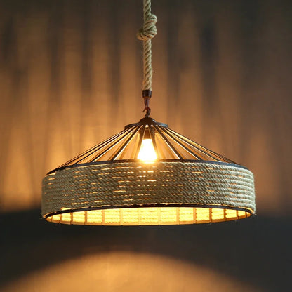 Classical Hemp Rope Pendant Hanging Lamp – Retro Industrial Ceiling Chandelier