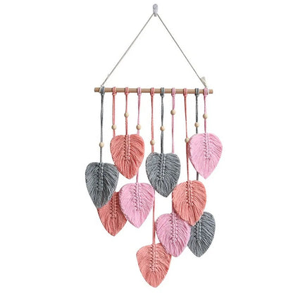 Leaf Macrame Wall Hanging – Boho Aesthetic Tapestry for Home and Wedding Decoration