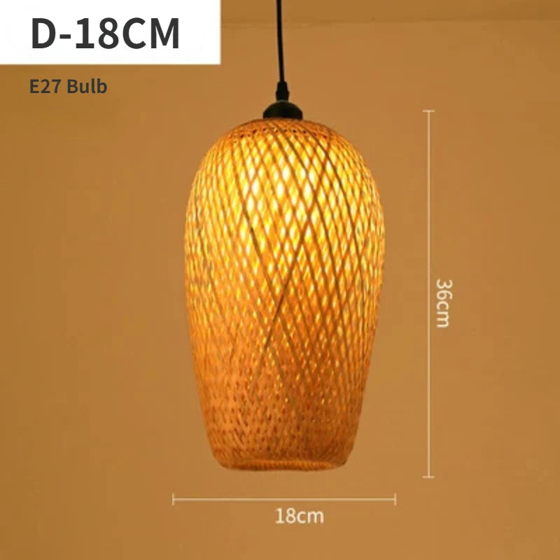 Handwoven Natural Bamboo Pendant Light – Rustic Asian-Inspired Lantern