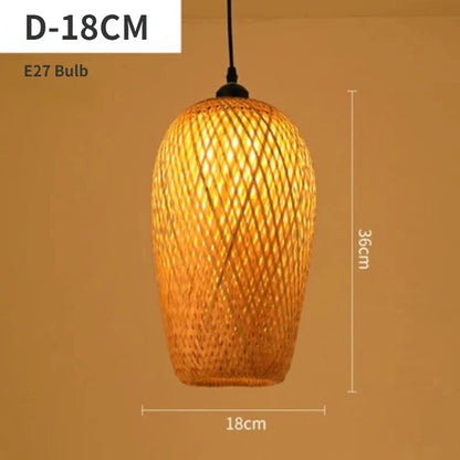 Handwoven Natural Bamboo Pendant Light – Rustic Asian-Inspired Lantern