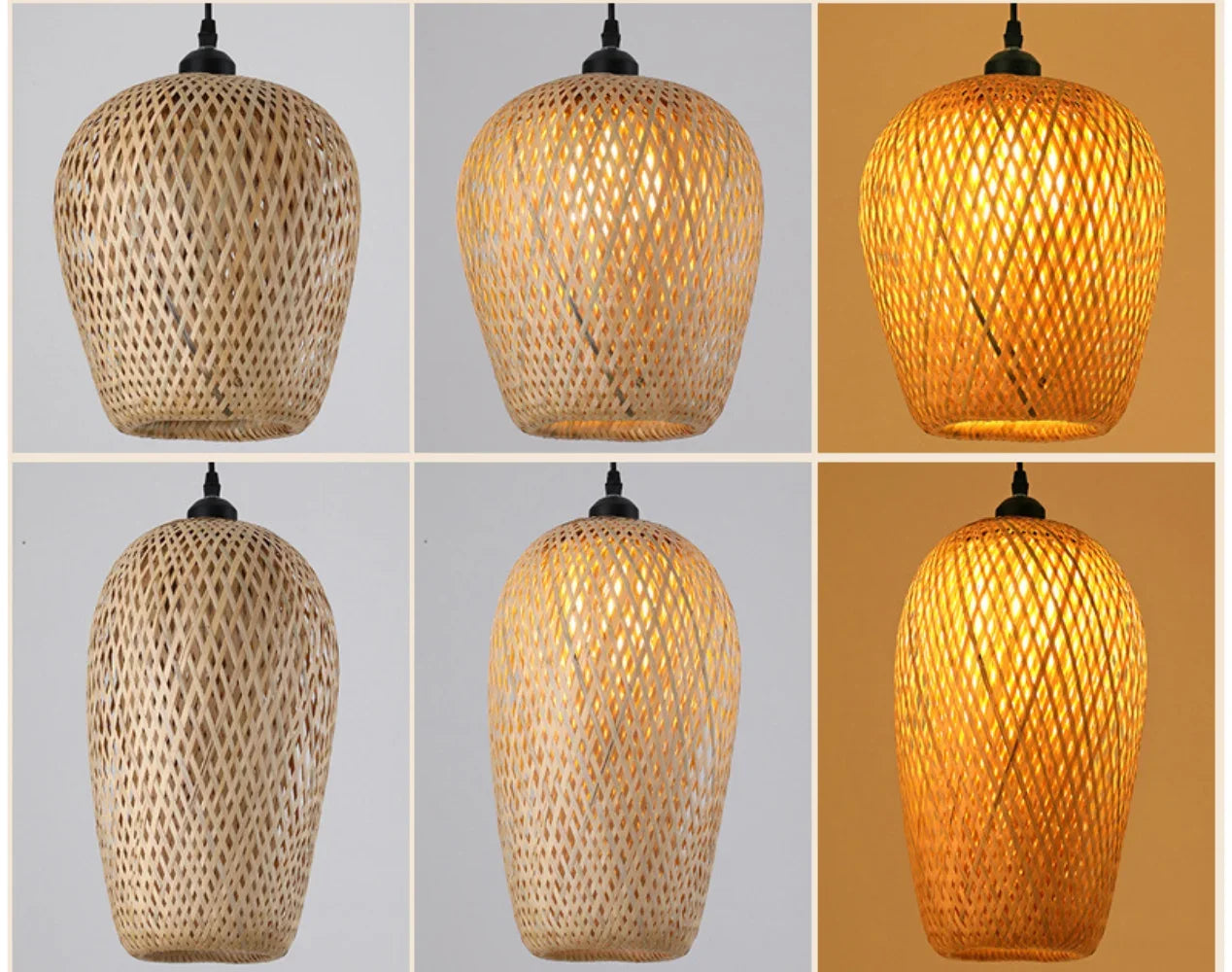 Handwoven Natural Bamboo Pendant Light – Rustic Asian-Inspired Lantern