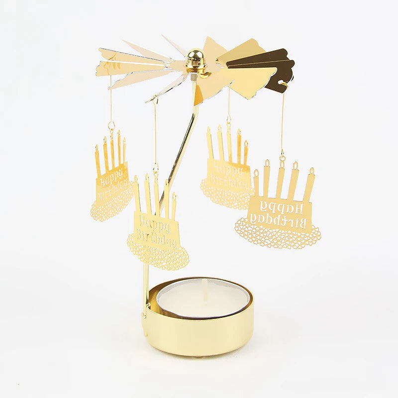 Gold Rotating Metal Candle Holder – Elegant Party & Wedding Decor