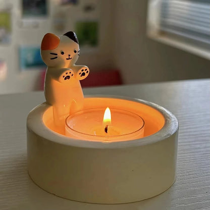 Kitten Candle Holder - Cute Cat Candlestick for Aromatherapy