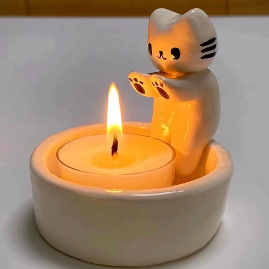 Kitten Candle Holder - Cute Cat Candlestick for Aromatherapy