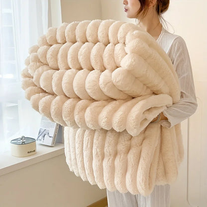 Light Luxury Solid Color Multifunctional Rabbit Velvet Blanket