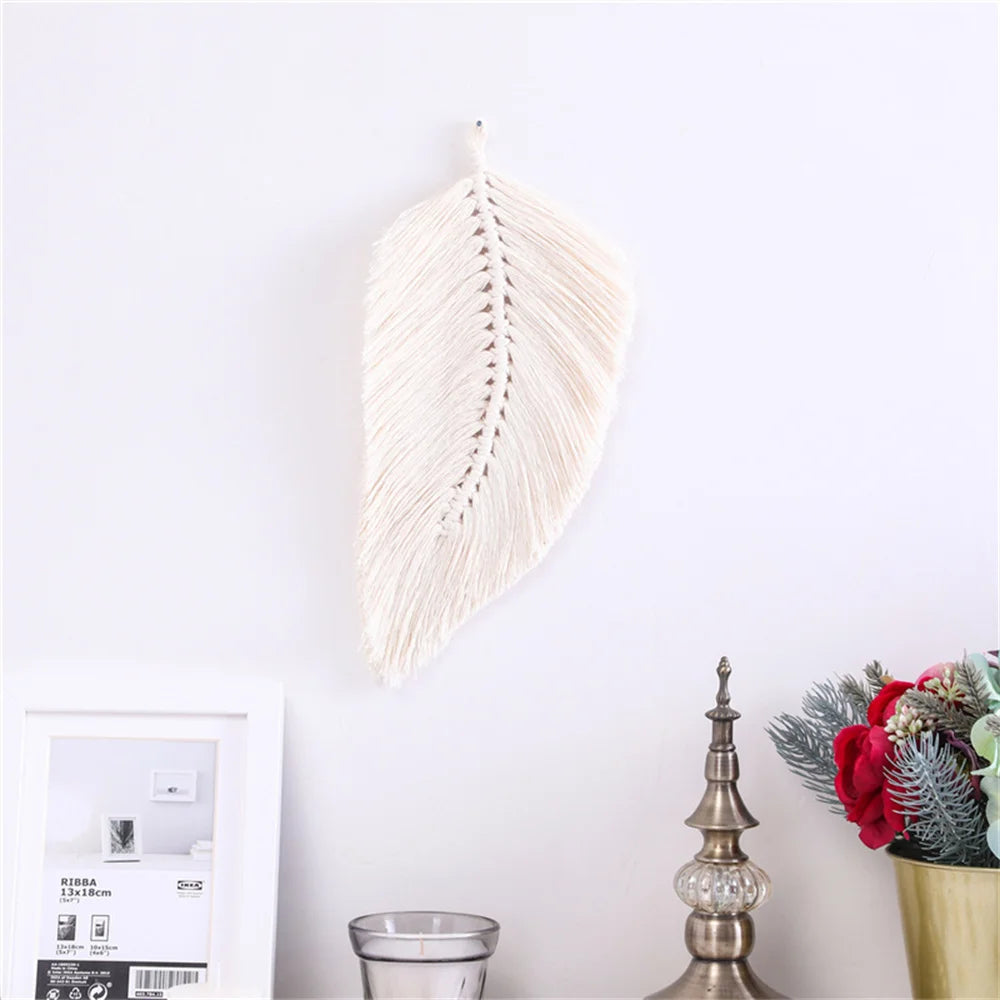 Handmade Macrame Tassel Leaves Tapestry – Nordic Boho Wall Hanging for Kids Room & Nursery Décor