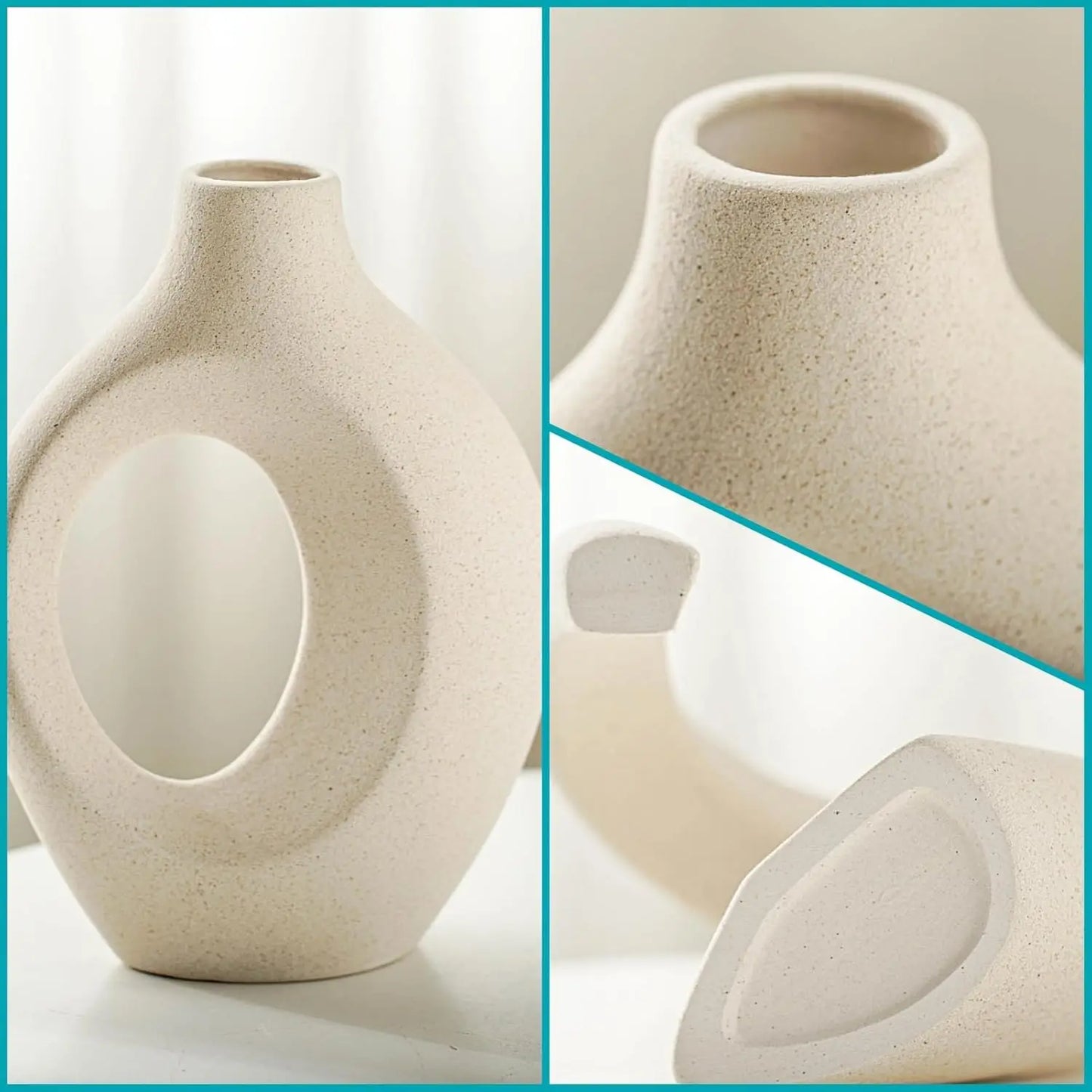 Hollow Ceramic Vases – Boho Nordic Mid-Century Modern Decorative Home Accent