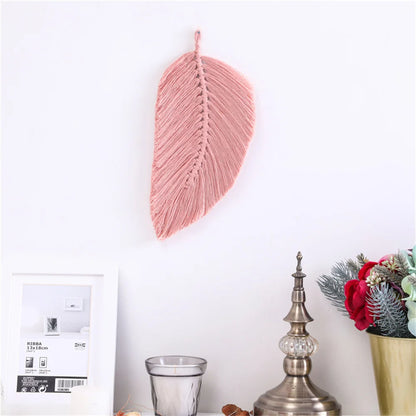 Handmade Macrame Tassel Leaves Tapestry – Nordic Boho Wall Hanging for Kids Room & Nursery Décor