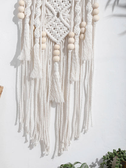 Lotus Macrame Wall Hanging - Boho Dream Catcher Craft Ornament for Bedroom, Dorm, or Apartment Decoration