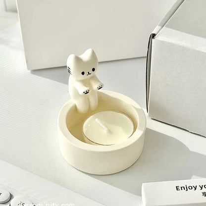 Kitten Candle Holder - Cute Cat Candlestick for Aromatherapy