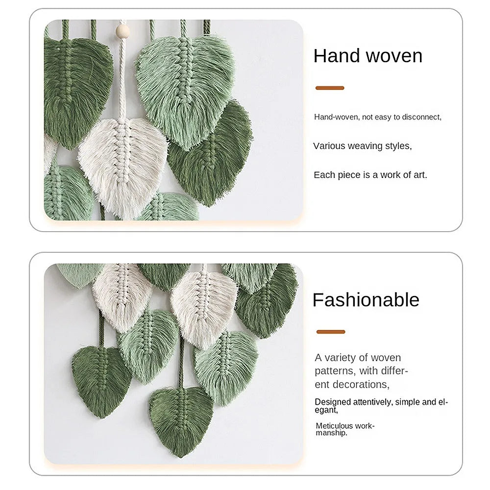 Leaf Macrame Wall Hanging – Boho Aesthetic Tapestry for Home and Wedding Decoration