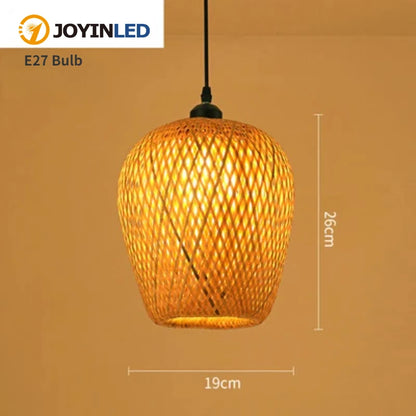 Handwoven Natural Bamboo Pendant Light – Rustic Asian-Inspired Lantern