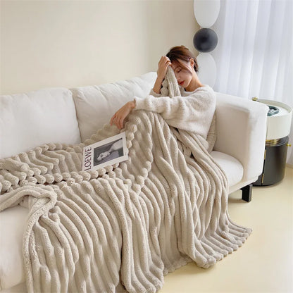 Light Luxury Solid Color Multifunctional Rabbit Velvet Blanket