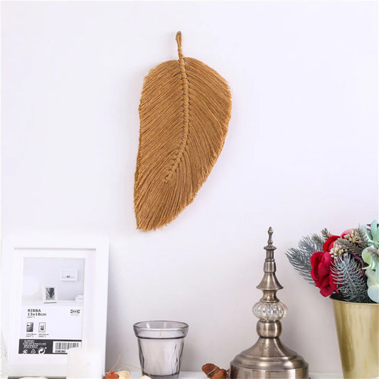 Handmade Macrame Tassel Leaves Tapestry – Nordic Boho Wall Hanging for Kids Room & Nursery Décor