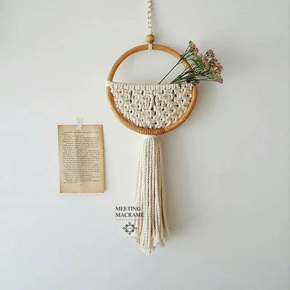 Nordic Boho Macrame Wall Hanging – Round Geometric Tapestry for Home and Dorm Decor