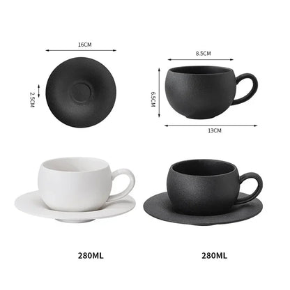 Japanese-Style Ceramic Mug & Saucer Set