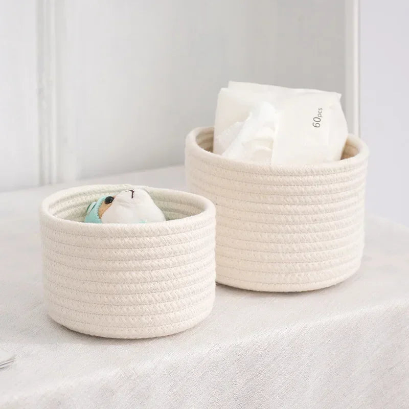 Handmade Woven Cotton Rope Storage Basket