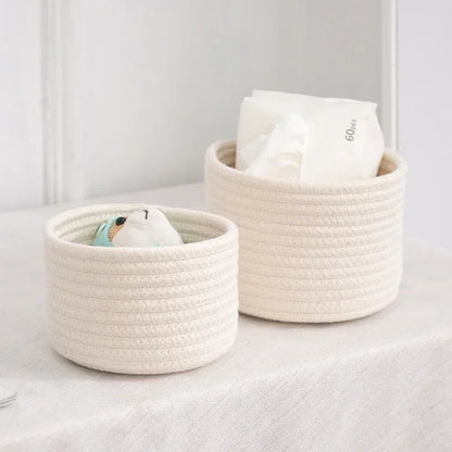 Handmade Woven Cotton Rope Storage Basket