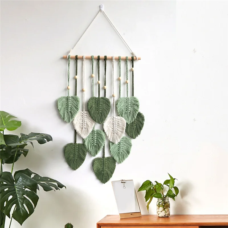 Leaf Macrame Wall Hanging – Boho Aesthetic Tapestry for Home and Wedding Decoration