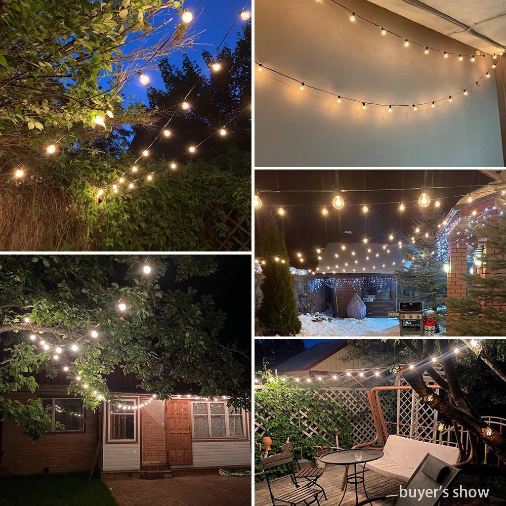 G40 LED String Lights – Outdoor Garland Lights, Waterproof Wedding and Patio Decoration