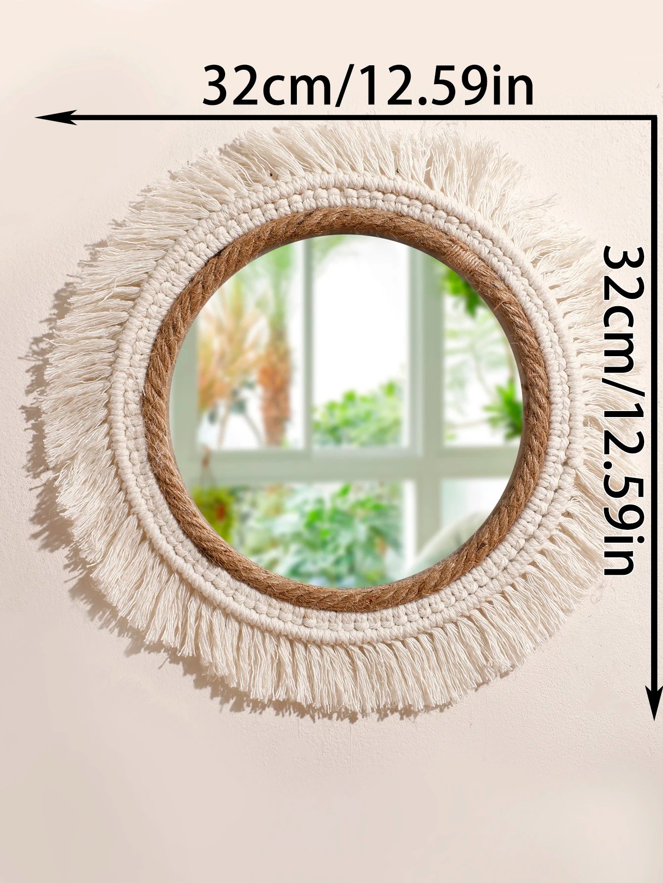 Boho Macrame Round Mirror – Aesthetic Wall Hanging for Bedroom, Living Room, and Home Décor