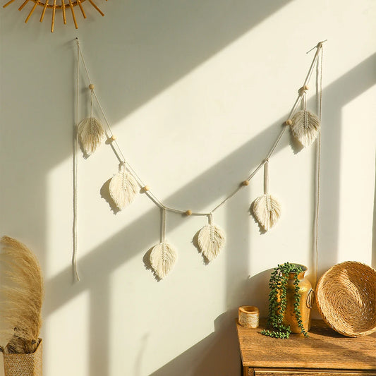 Large Macrame Wall Hanging - Boho Leaf Tassels Tapestry for Bedroom, Living Room, and Holiday Décor