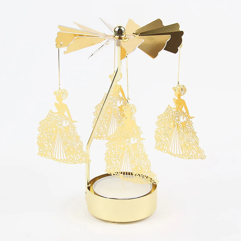 Gold Rotating Metal Candle Holder – Elegant Party & Wedding Decor